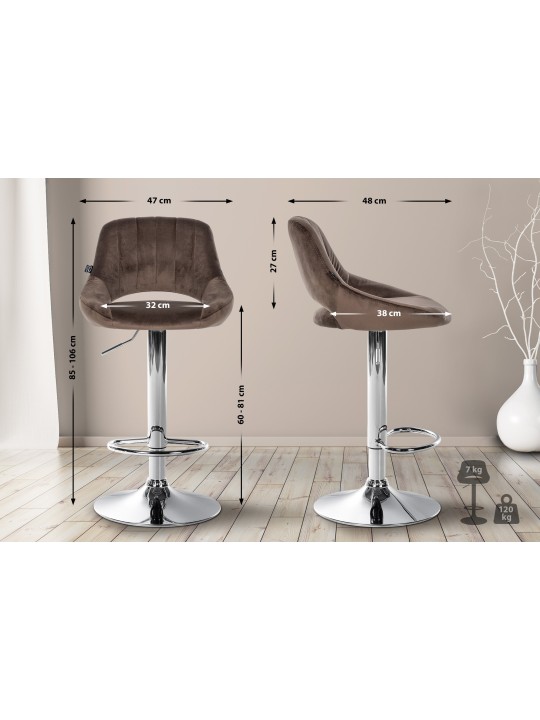 2 db bárszék készlet Milet velvet C, barna