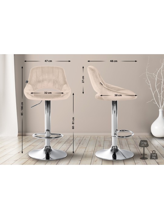 2 db bárszék készlet Milet velvet C, krém