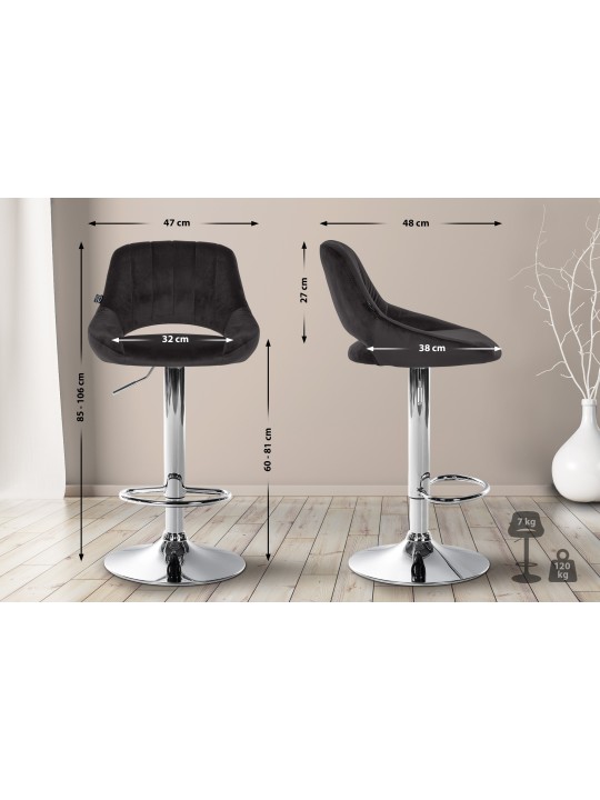 2 db bárszék készlet Milet velvet C, fekete