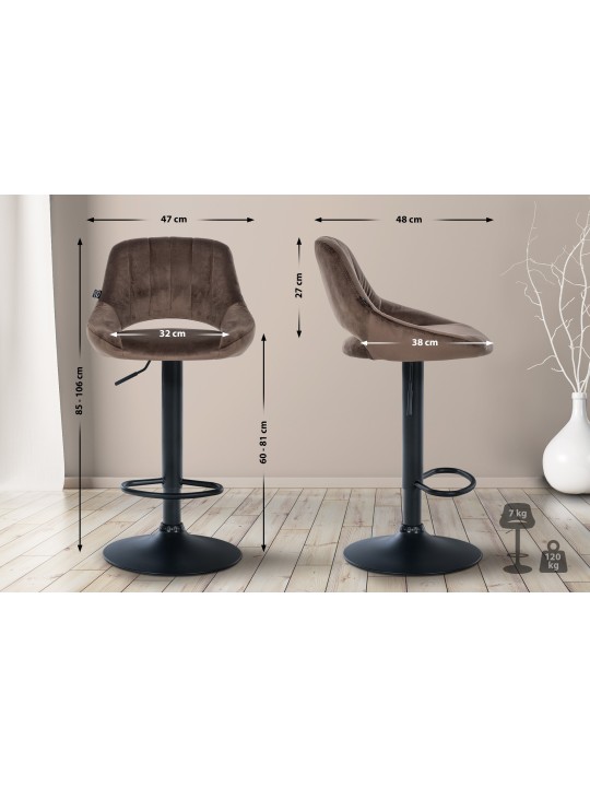 2 db bárszék készlet Milet velvet B, barna