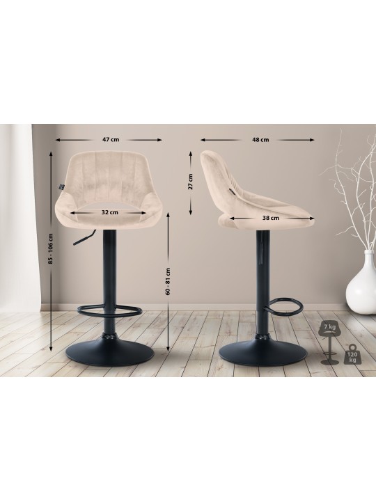 2 db bárszék készlet Milet velvet B, krém