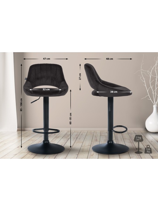 2 db bárszék készlet Milet velvet B, fekete