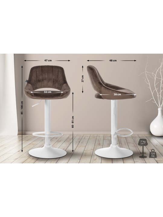 2 db bárszék készlet Milet velvet W, barna