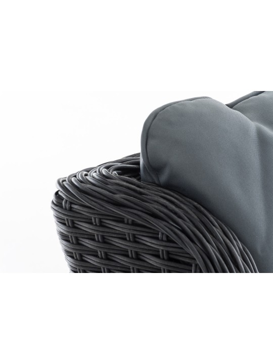 Breno fotel vasszürke lábtartóval, fekete