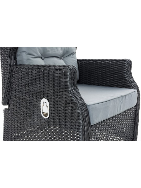 Breno fotel vasszürke lábtartóval, fekete