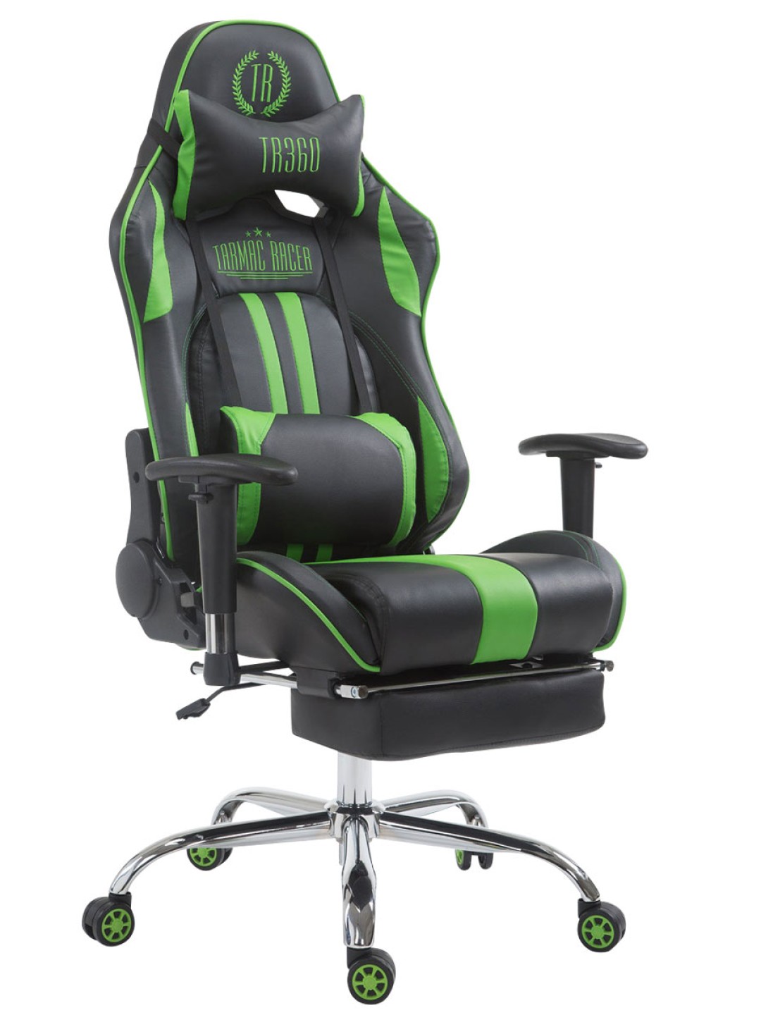 Racing irodai szék Limit lábtartóval, fekete/zöld