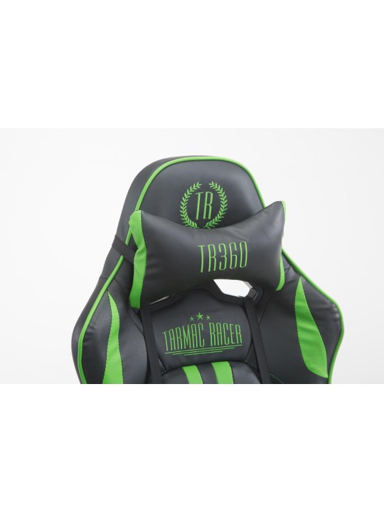 Racing irodai szék Limit lábtartóval, fekete/zöld