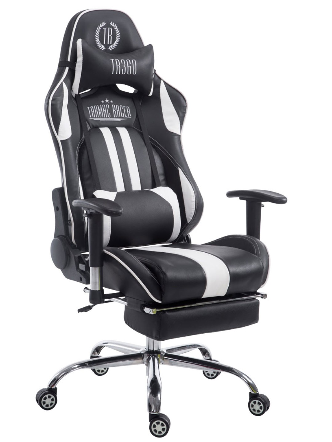 Racing irodai szék Limit lábtartóval, fekete/fehér