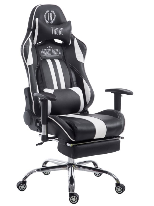 Racing irodai szék Limit lábtartóval, fekete/fehér
