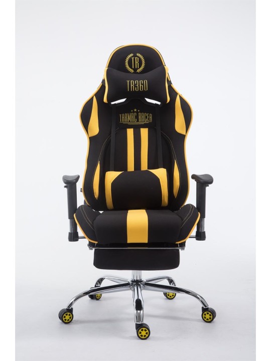 Racing irodai szék Limit szövet lábtartóval, fekete/sárga