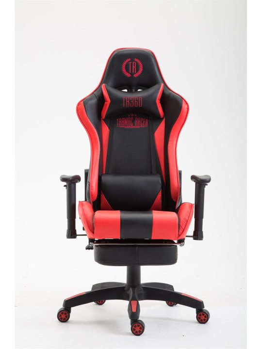 Boavista műbőr irodai szék lábtartóval, fekete/piros