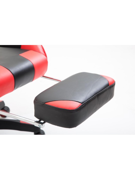 Boavista műbőr irodai szék lábtartóval, fekete/piros