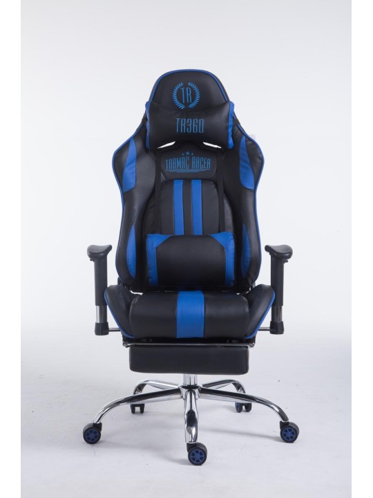 Racing irodai szék Limit V2 műbőr lábtartóval, fekete/kék