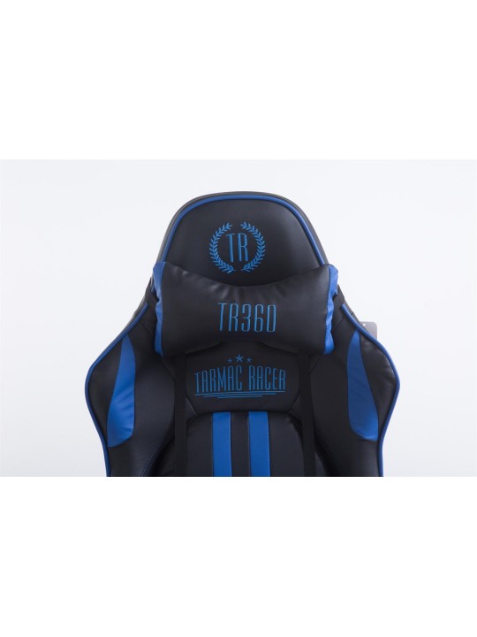 Racing irodai szék Limit V2 műbőr lábtartóval, fekete/kék