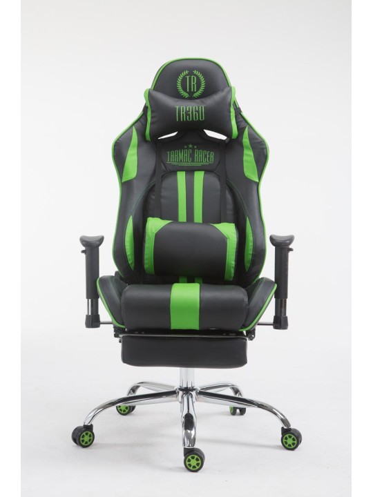 Racing irodai szék Limit V2 műbőr lábtartóval, fekete/zöld