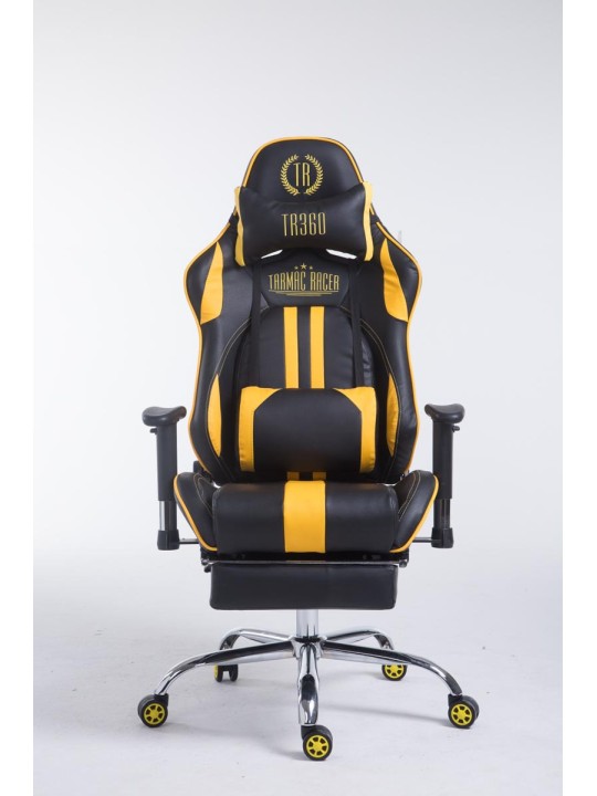 Racing irodai szék Limit V2 műbőr lábtartóval, fekete/sárga