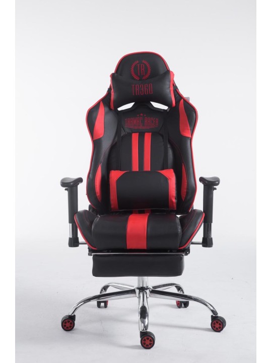 Racing irodai szék Limit V2 műbőr lábtartóval, fekete/piros