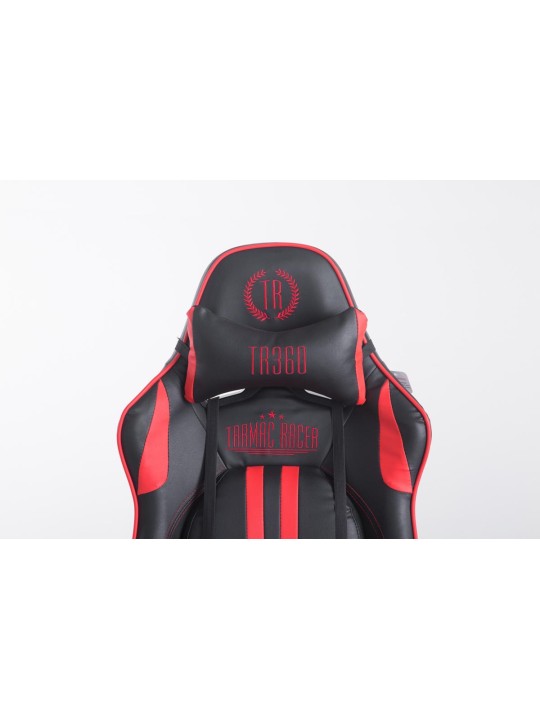 Racing irodai szék Limit V2 műbőr lábtartóval, fekete/piros