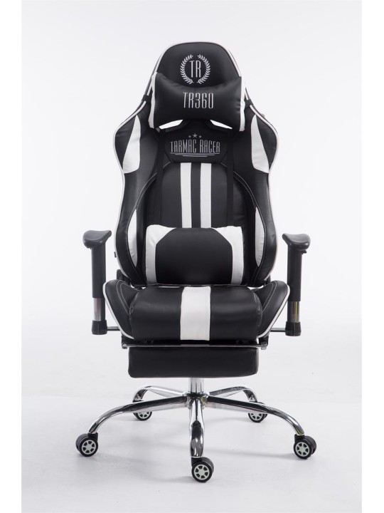 Racing irodai szék Limit V2 műbőr lábtartóval, fekete/fehér