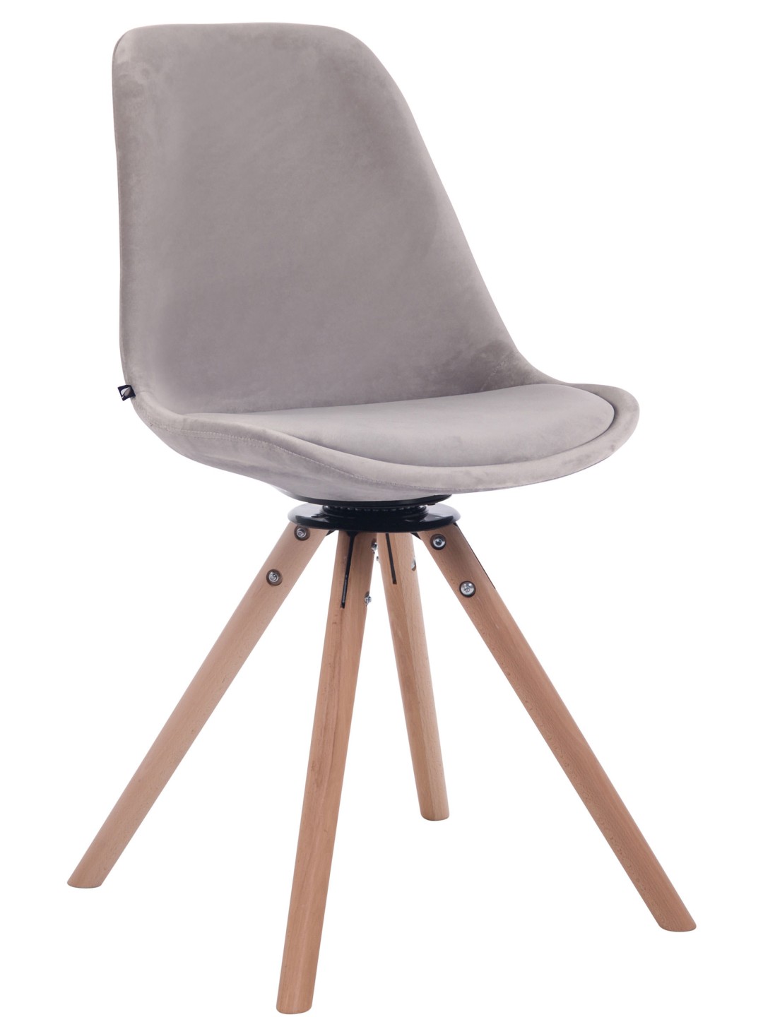 Troyes bársony kerek natúr étkezőszék, szürke