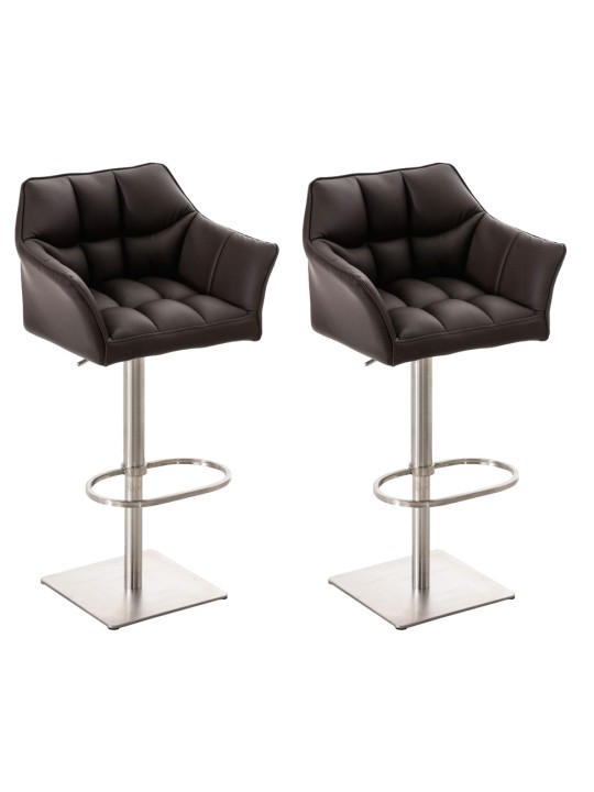 2 db bárszék szett Damaso műbőr rozsdamentes acél, barna