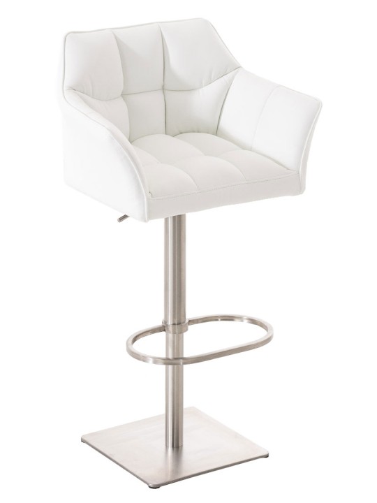 2 db bárszék szett Damaso műbőr rozsdamentes acél, fehér