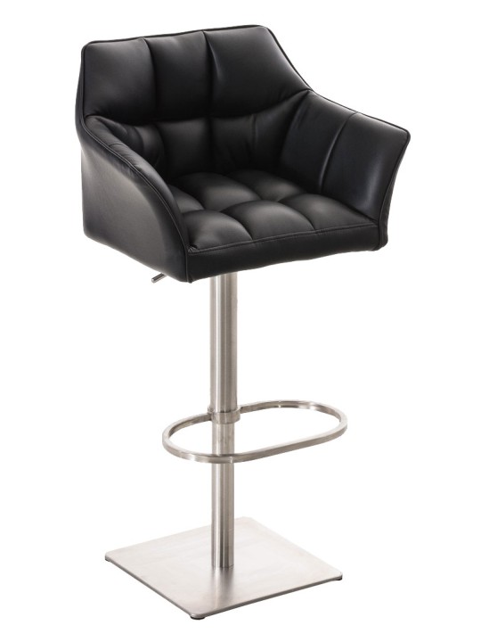2 db bárszék szett Damaso műbőr rozsdamentes acél, fekete