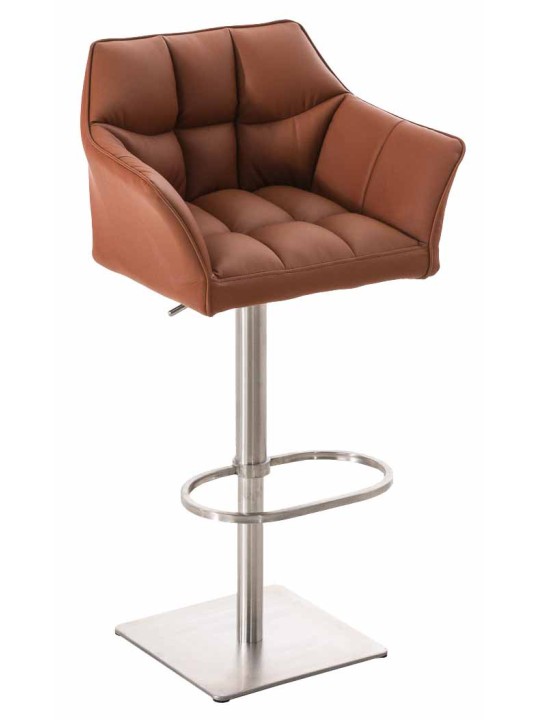 2 db bárszék szett Damaso műbőr rozsdamentes acél, világosbarna