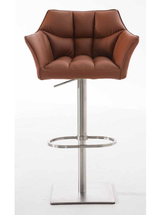 2 db bárszék szett Damaso műbőr rozsdamentes acél, világosbarna
