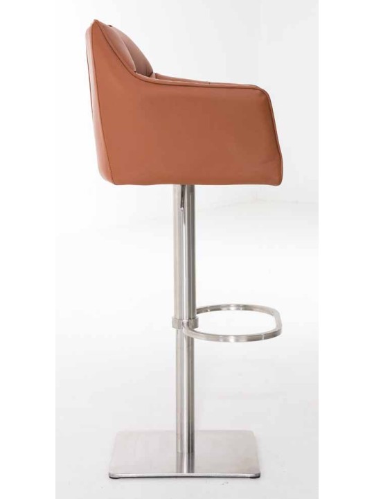2 db bárszék szett Damaso műbőr rozsdamentes acél, világosbarna