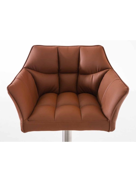 2 db bárszék szett Damaso műbőr rozsdamentes acél, világosbarna