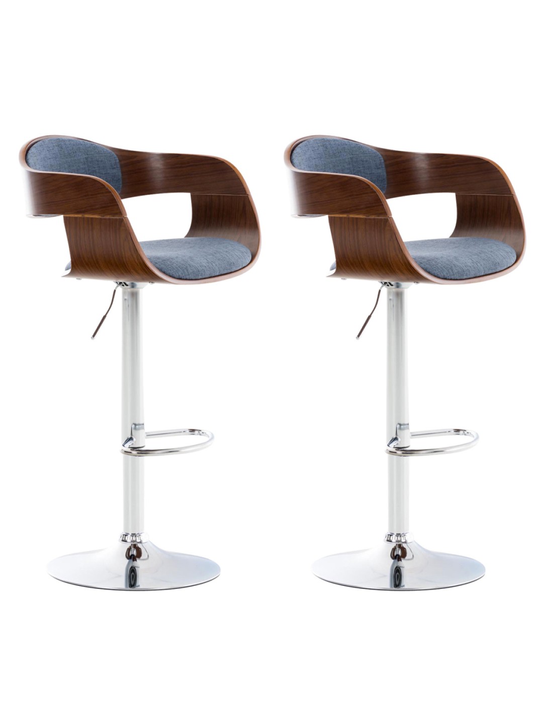 2 db Kingston C szövet bárszék készlet, dió/kék