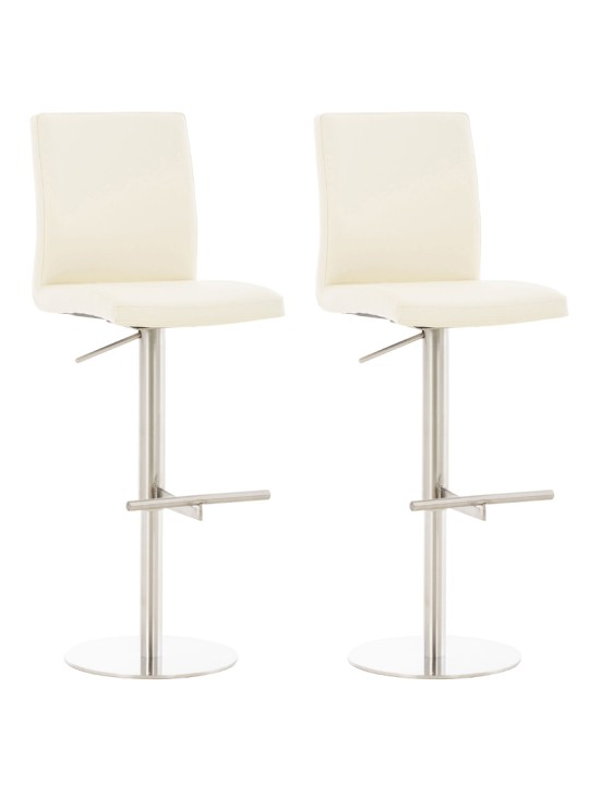 2 db bárszék szett, Cadiz műbőr rozsdamentes acél, krém