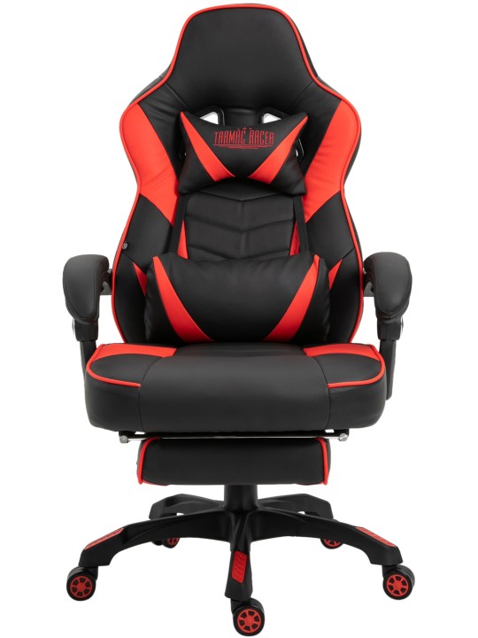 Tilos műbőr irodai szék, fekete/piros