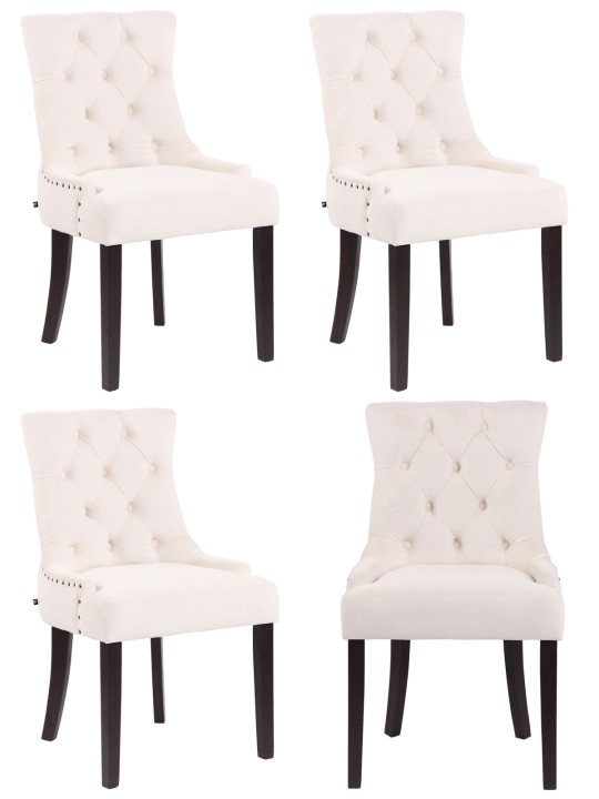 4 db antik Aberdeen bársony étkezőszékből álló készlet, krém