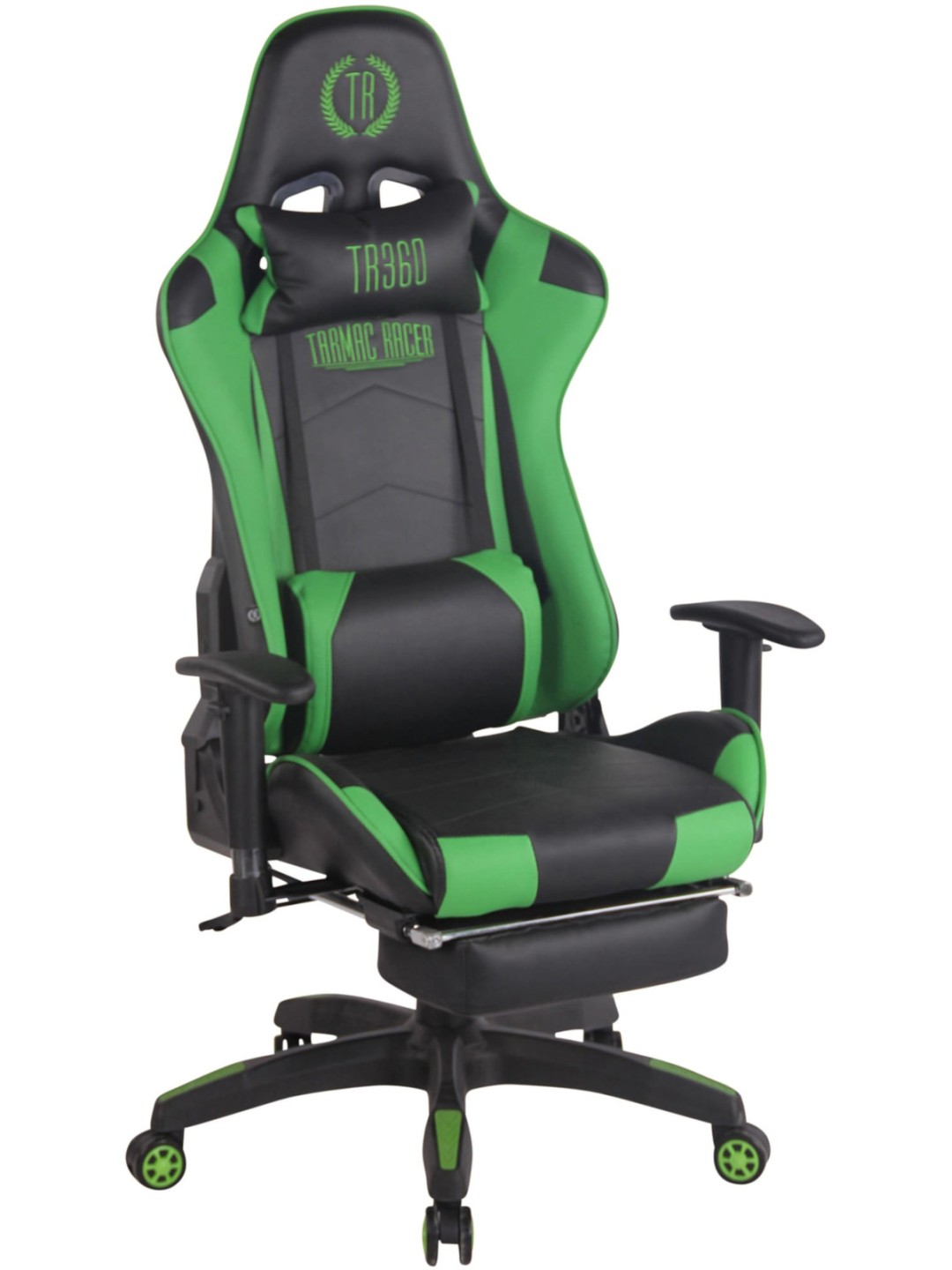 Turbo verseny irodai szék lábtartóval, fekete/zöld