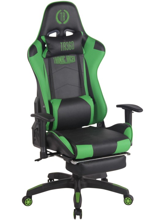 Turbo verseny irodai szék lábtartóval, fekete/zöld