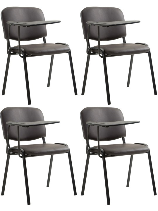 4 db Ken székből álló szett műbőrből készült összecsukható asztallal, barna