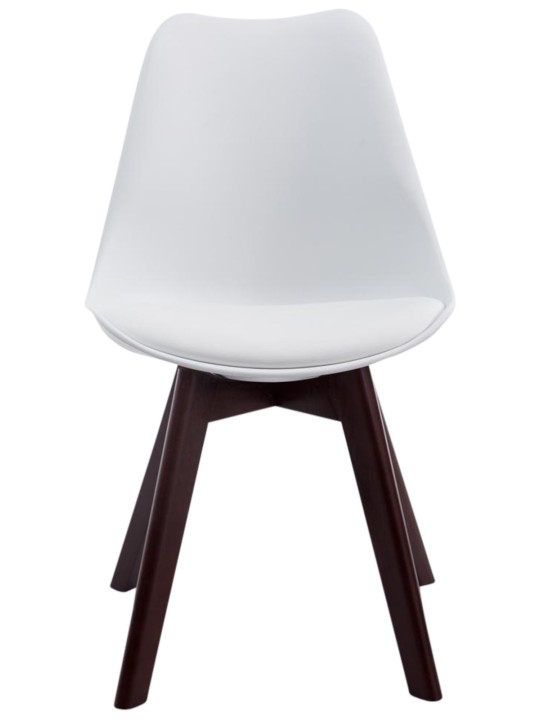 4 db-os Borneo V2 diófa műbőr látogatószék szett, fehér