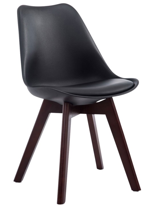 4 db-os Borneo V2 diófa műbőr látogatószék szett, fekete