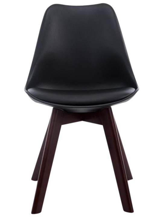 4 db-os Borneo V2 diófa műbőr látogatószék szett, fekete