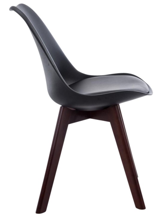 4 db-os Borneo V2 diófa műbőr látogatószék szett, fekete