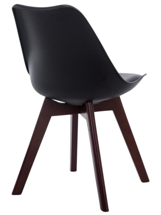 4 db-os Borneo V2 diófa műbőr látogatószék szett, fekete