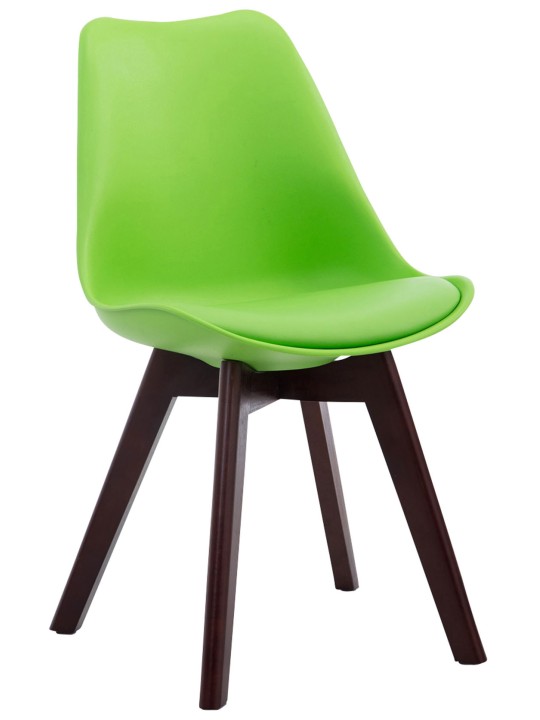 4 db-os Borneo V2 diófa műbőr látogatószék szett, zöld