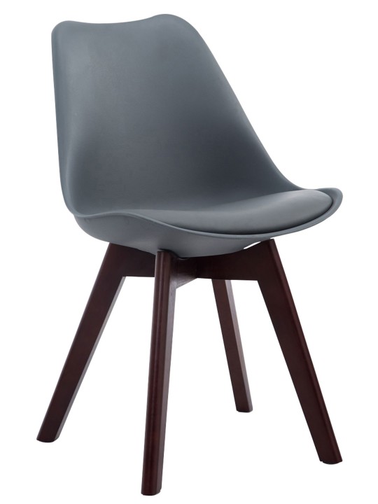 4 db-os Borneo V2 diófa műbőr látogatószék szett, szürke