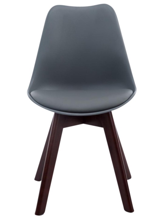 4 db-os Borneo V2 diófa műbőr látogatószék szett, szürke