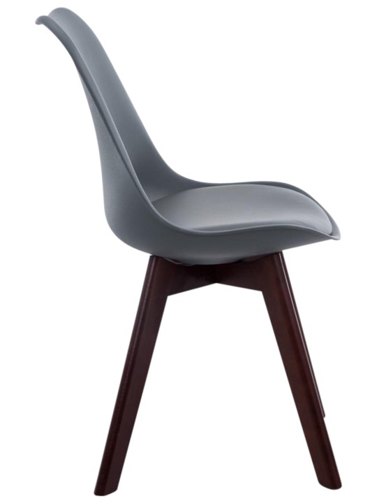 4 db-os Borneo V2 diófa műbőr látogatószék szett, szürke