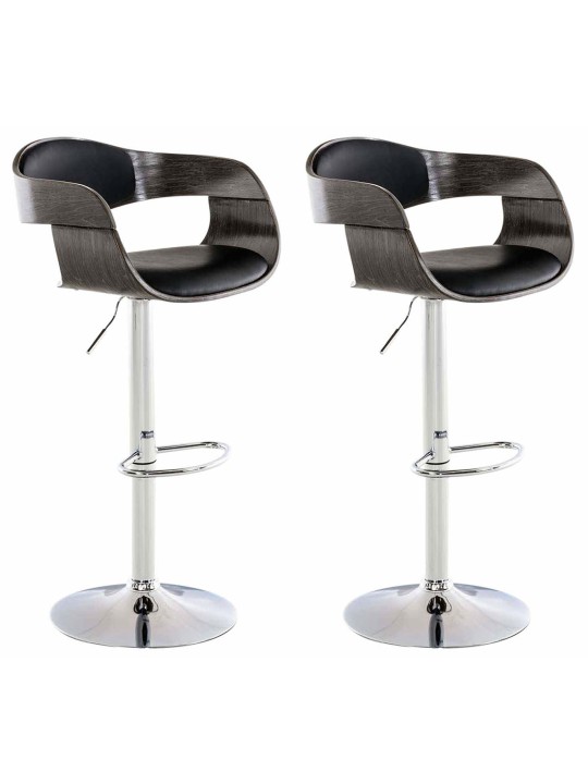 2 db Kingston C műbőr bárszék készlet, fekete/szürke