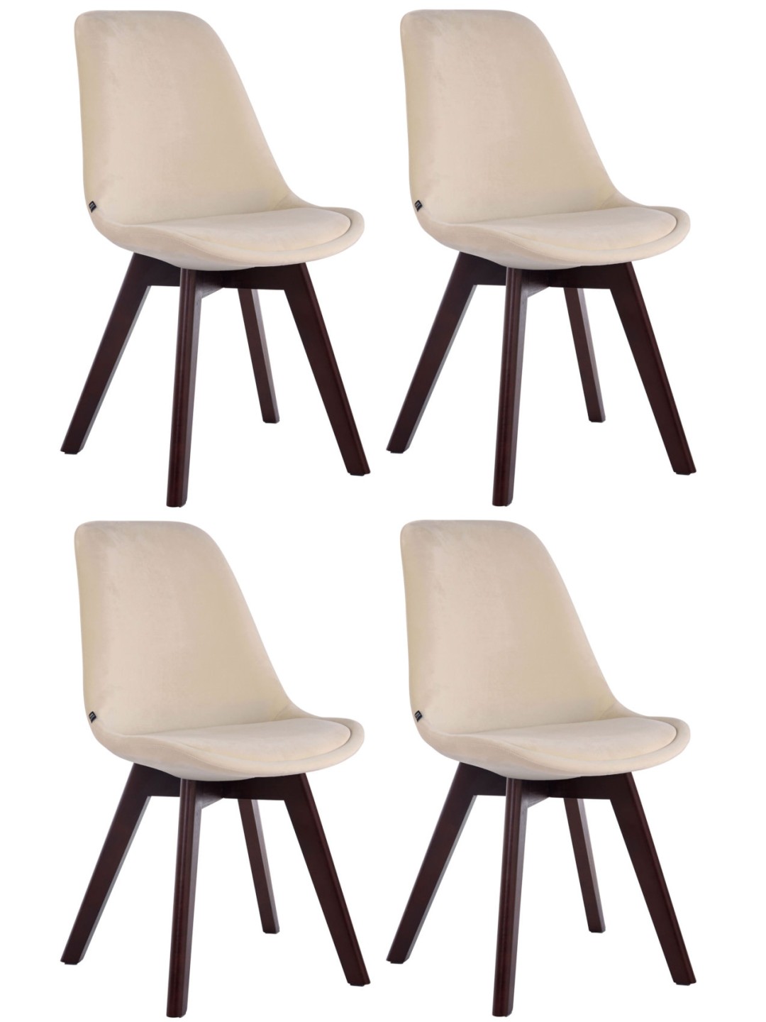 Borneo V2 bársony diófa 4db látogatói szék készlet, krém