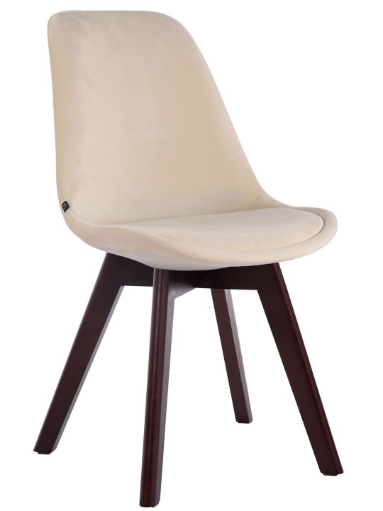 Borneo V2 bársony diófa 4db látogatói szék készlet, krém